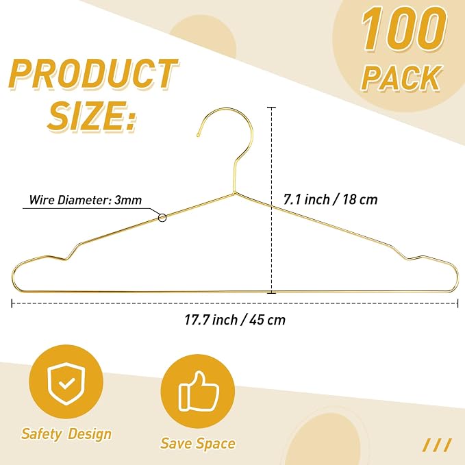 Wesiti 100 Pcs Stainless Steel Metal Hangers Wire Hangers - Image 2