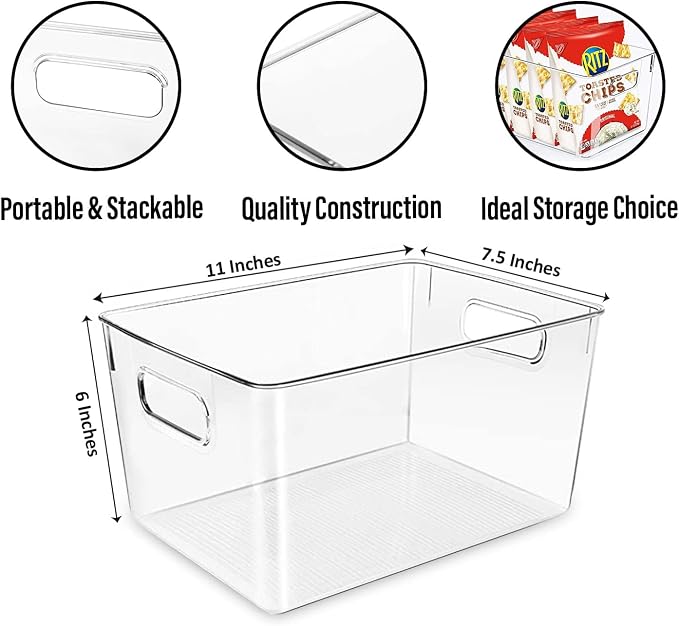 Clear Plastic Storage Bins, Pantry Organizers and Storage, Kitchen Organization - Image 3
