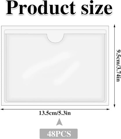 48 Pack Adhesive Index Card Holders, Top-Loading Design, Sticks To Bins Shelves - Image 2