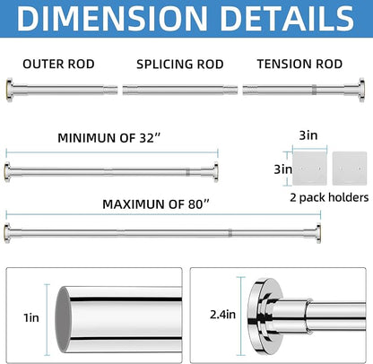 CorkLatta Chrome Adjustable Shower Curtain Rod 32 to 80 inch - Image 4