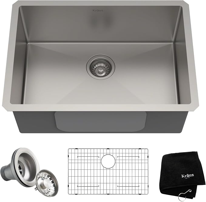 KRAUS Standart PRO 26-inch 16 Gauge Undermount Single Bowl Stainless Steel by KRAUS