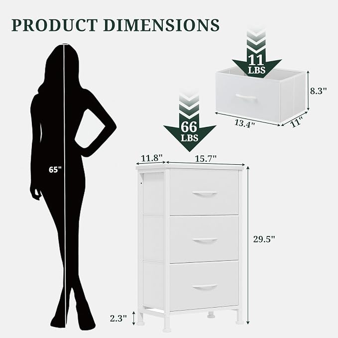 3 Drawers Dresser for Bedroom Fabric Storage Tower - Image 3