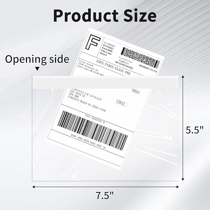 9527 Product 7.5" x 5.5" Clear Adhesive Top Loading Packing List/Shipping Label - Image 2