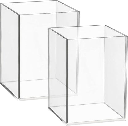 Mototo 2 Pieces Clear Acrylic Pen Holder & Pencil Cup Clear Makeup Bush Holder by MOTOTO