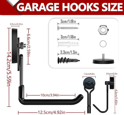 3-H Heavy Duty Magnet Garage Hooks 2 Pack, Extra Large Strong Magnetic Hooks - Image 3