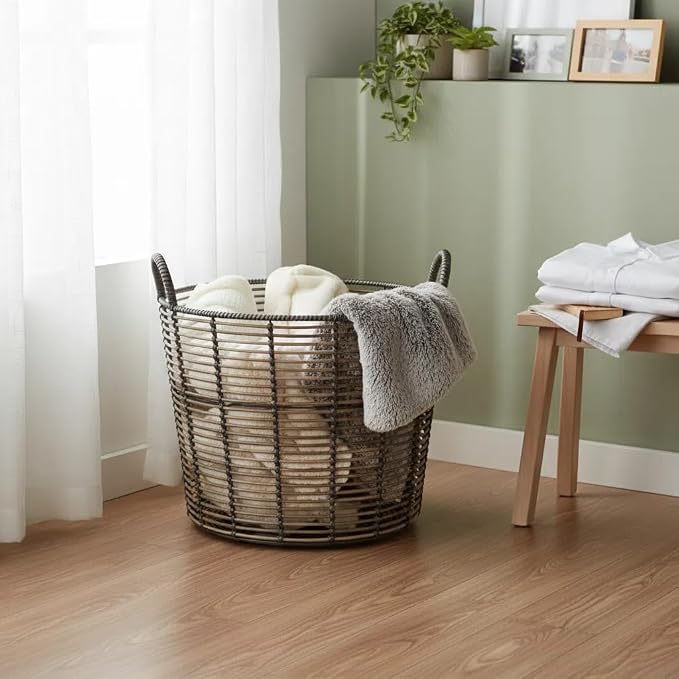 76QT rattan woven basket, withhandle, extra-large storagebasket, suitable - Image 6