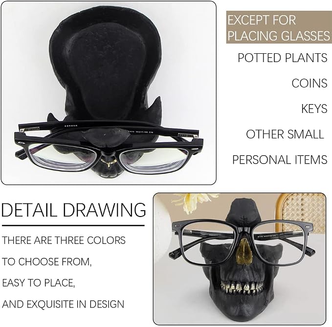 Mrlikale Skull Glasses Stand, Creative Eyeglasses Rack, Sunglasses Spectacle - Image 5
