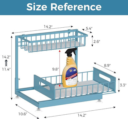 Under Sink Organizer Storage 2-Tier Premium Metal Pull-Out Racks, Height - Image 6