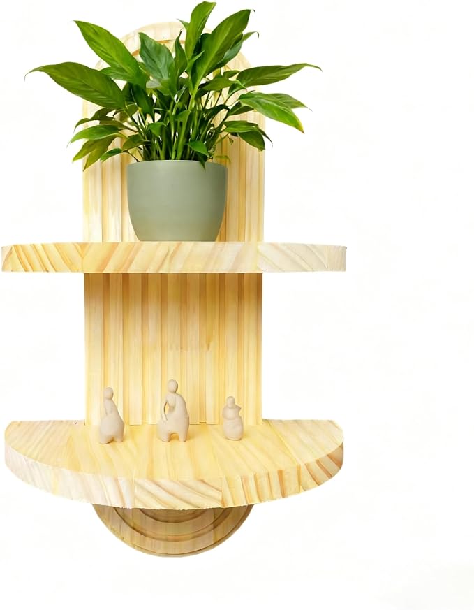 Oval Creative Solid Wood Double-Layer Wall Decorative Flower Pot and Storage by Unknown