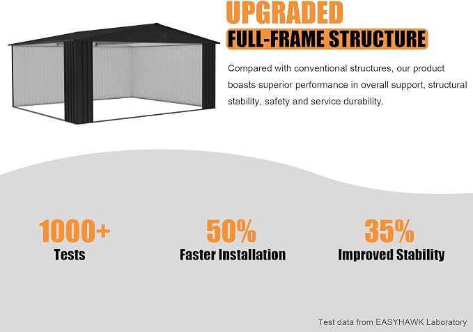 14x12 FT Outdoor Storage Shed, Metal Garden Shed - Image 4