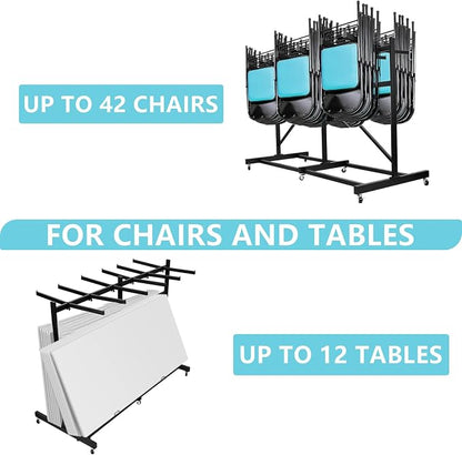 Folding Chair Rack, Heavy Duty Folding Chair Storage Rack Cart, 42 Chairs and - Image 5