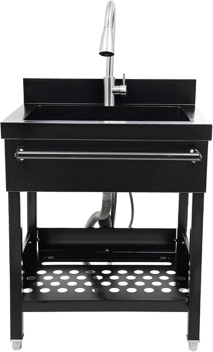 Stainless Steel Utility Sink, Free Standing Single Bowl Kitchen Sink by Unknown