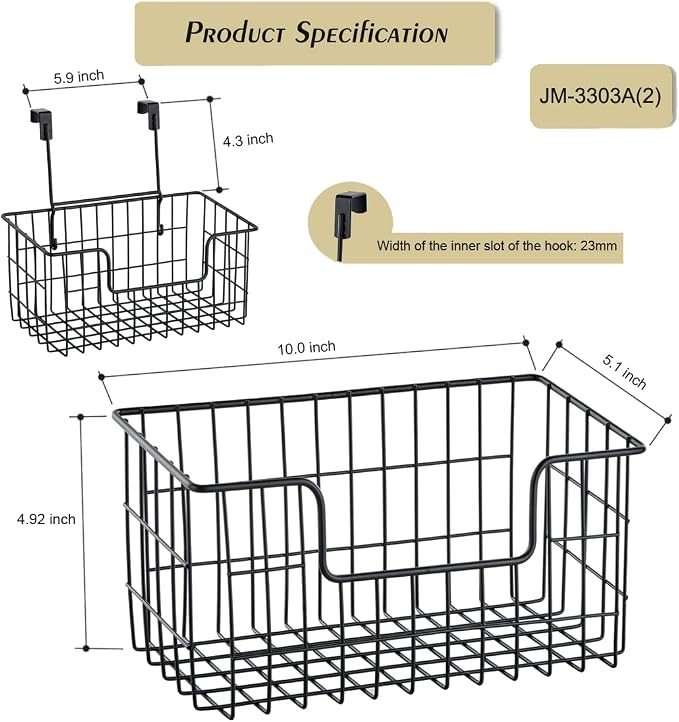 JUNCHU CHERRY Wire Storage Basket 2 Packs, Wall Mounted Kitchen Bathroom - Image 3