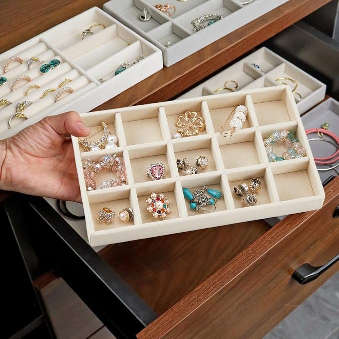 2Pcs 5 x 8.3 Inch Stackable Jewelry Trays Earring Holder Organizer Antique - Image 6