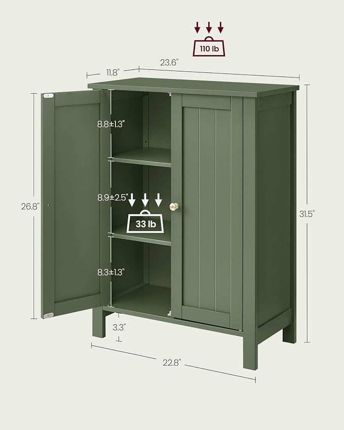 VASAGLE Bathroom Floor Storage Cabinet, Bathroom Storage Unit - Image 7