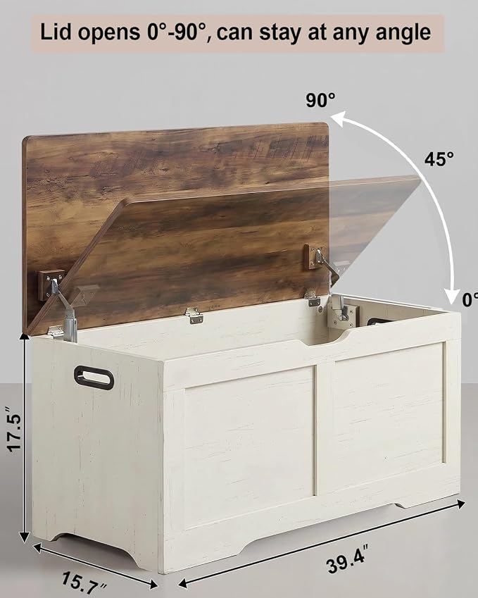 Timberer 39.4" Wooden Storage Chest, Extra Large Storage Trunk | Storage Bench - Image 3