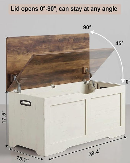Timberer 39.4" Wooden Storage Chest, Extra Large Storage Trunk | Storage Bench - Image 3