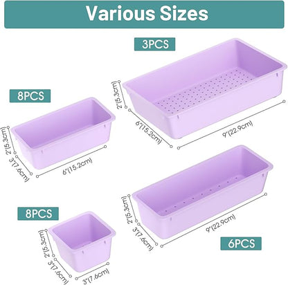 WOWBOX 25 PCS Plastic Drawer Organizer Set, 4 Sizes Desk Drawer Divider - Image 2