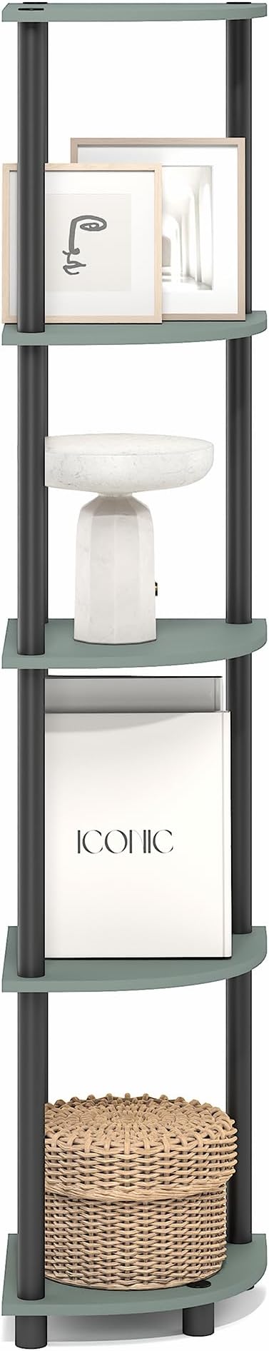 Furinno Turn-N-Tube Corner Shelf, 5-Tier Corner Bookshelf, Open Storage Shelves - Image 6