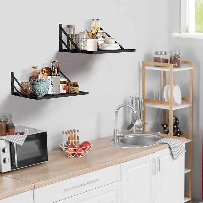 Tectocker-DOU 2 Pc Deep Floating Shelves ; Wall Mounted Hanging Shelves - Image 6