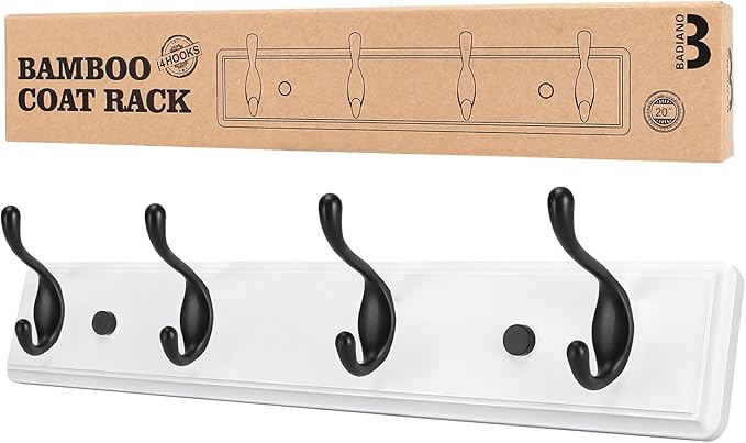 Wooden Coat Rack, Wall-Mounted Organizer by BADIANO