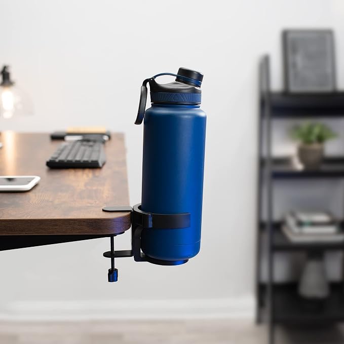 VIVO Clamp-on Desk and Bed Cup Holder, No Spill Adjustable Drink Mount - Image 2