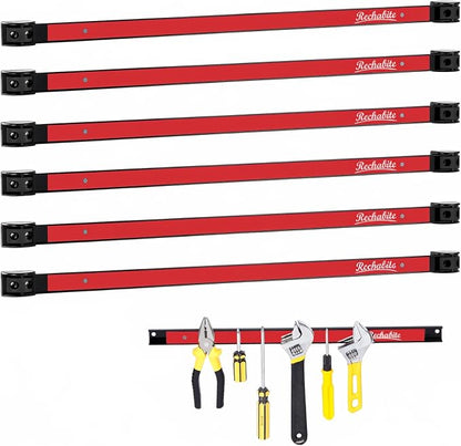 6 Pieces 24" Magnetic Tool Holder Strip, Metal Tool Organizer Rack by RechabiteMagneticTools