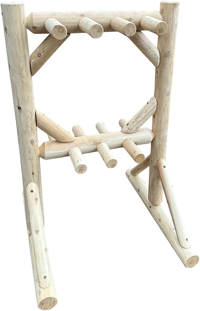 8-Place Freestanding Log Ski Rack Holder, Indoor & Outdoor Snowboard Racks - Image 5
