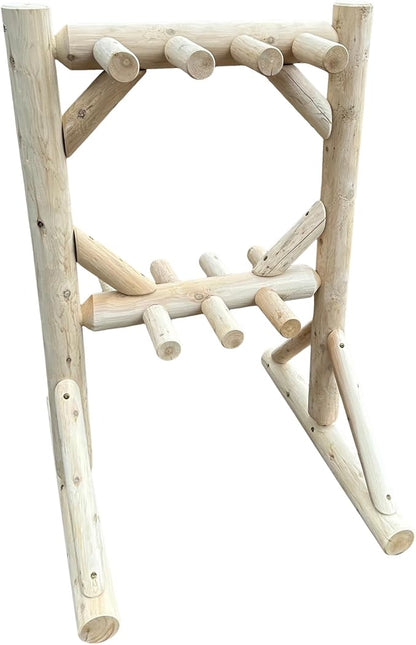 8-Place Freestanding Log Ski Rack Holder, Indoor & Outdoor Snowboard Racks by LogKayakRack