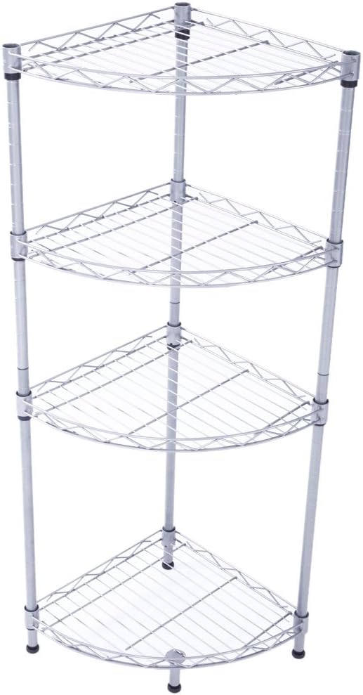 4-Tier Carbon Steel Corner Storage Rack, Adjustable Metal Shelf Organizer by EPOFIT