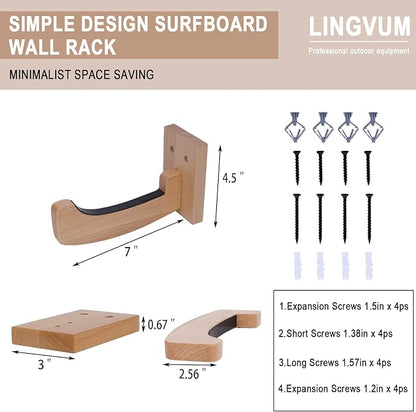 Surfboard Wall Mount Racks Sturdy Surf Board Wall Hangers Suitable - Image 2