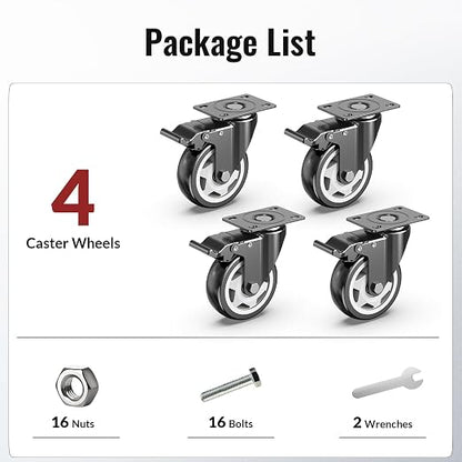 4 Inch Caster Wheels Set of 4 Heavy Duty - Image 6