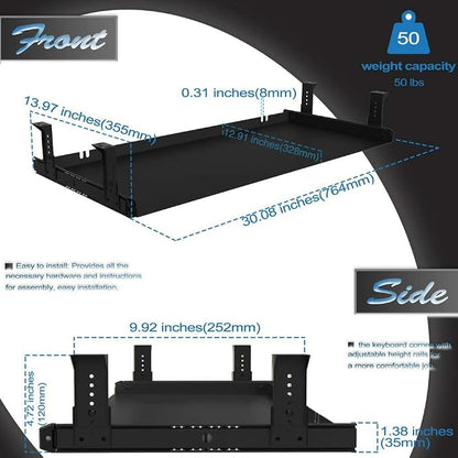 FRMSAET Under Desk Keyboard Tray Heavy-Duty All-Metal Material 20/24/30 inches - Image 4