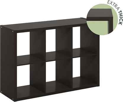 Furinno CUBICLE 6-Cube Book Shelf, Extra Thick Frame Bookshelf, Dark Oak | - Image 11