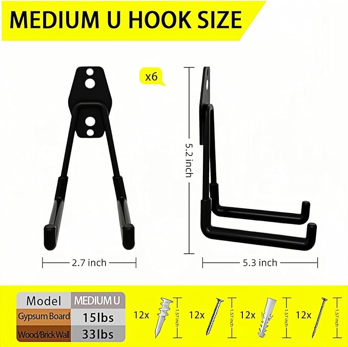 6 Pack Garage Hooks Heavy Duty - Image 2
