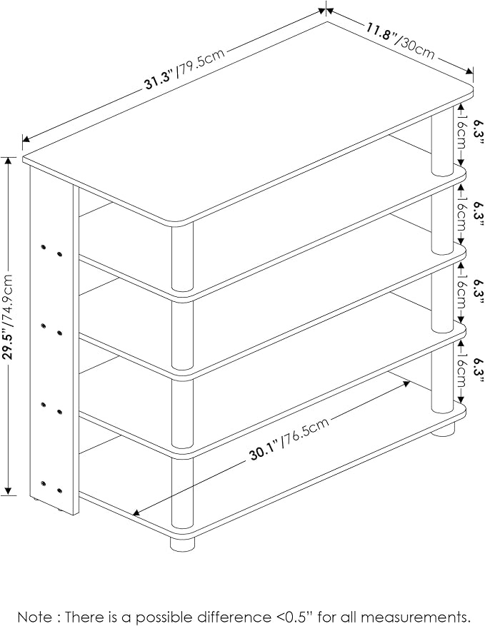 Furinno Turn-N-Tube 5 Tier Wide Shoe Rack, Stainless Steel Tubes - Image 3