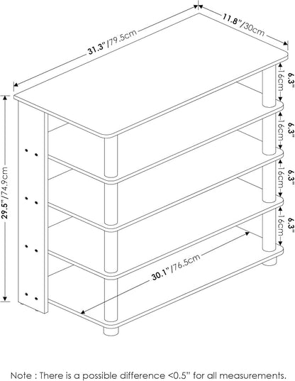 Furinno Turn-N-Tube 5 Tier Wide Shoe Rack, Stainless Steel Tubes - Image 3