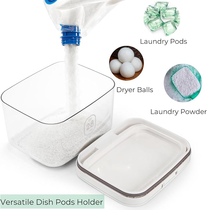 Tlence 94 OZ/2.8L Laundry Pods Container, One-Press Lid Laundry Powder Holder - Image 5