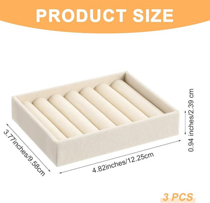 3PCS Small Jewelry Tray Set Organizer Velvet Jewelry Organizer Tray Stackable - Image 2