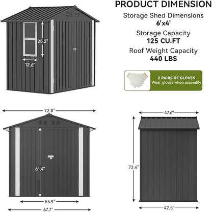 COMHOMA Shed Storage Outdoor Metal Windowed Lockable Garden Toolhouse - Image 2