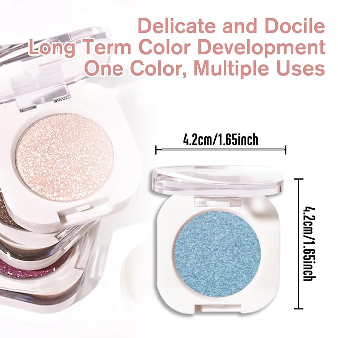 Sky Blue Single Metallic Shimmer Eyeshadow Makeup, Neutral Powde Eye Shadow - Image 5