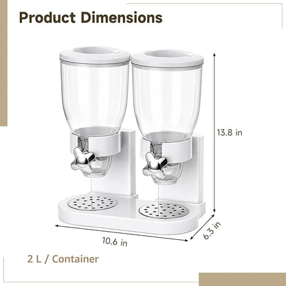 2-Container Cereal Dispenser, 4L Dry Food Storage, Rotating Dry Food Containers - Image 4