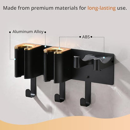 Hair Dryer Holder Wall Mount, Curling Iron Holder, 3 in 1 Hair Tool Organizer - Image 6