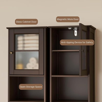 Gizoon Tall Bathroom Storage Cabinet | Freestanding Linen Cabinet - Image 5