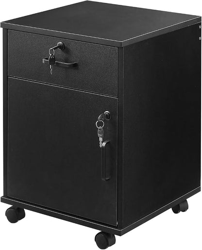 File Cabinet with Lock and Drawer, Mobile Under Desk Storage Cabinet with 360° by OFCASA