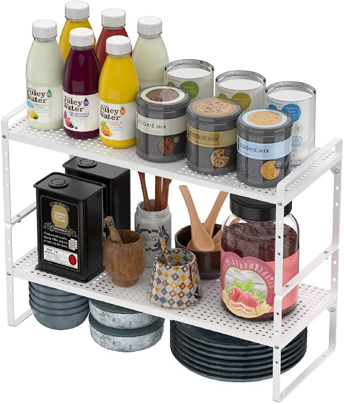 Expandable Cabinet Shelf Organizer, Stackable Pantry Cabinet Counter Under Sink - Image 4
