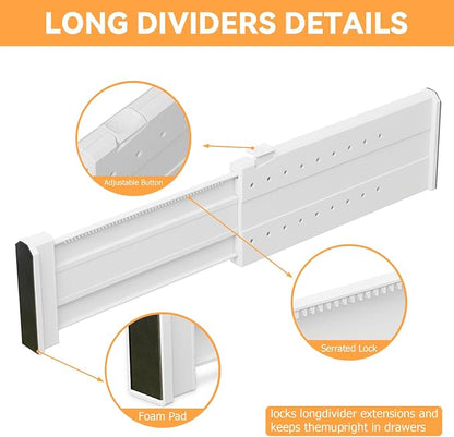 REBECAT 5 Pack Drawer Dividers for Clothes Adjustable Drawer Dividers 4" High - Image 6