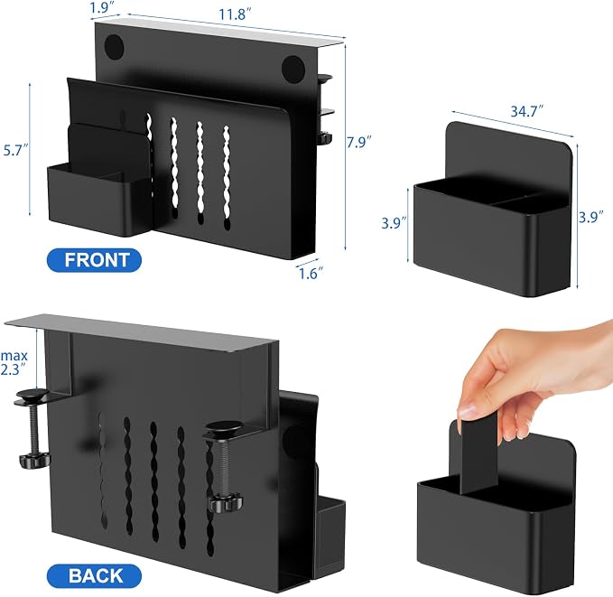 HAMOPY Desk Side Storage, Single-Layer Steel Hanging Desk Organizer - Image 3