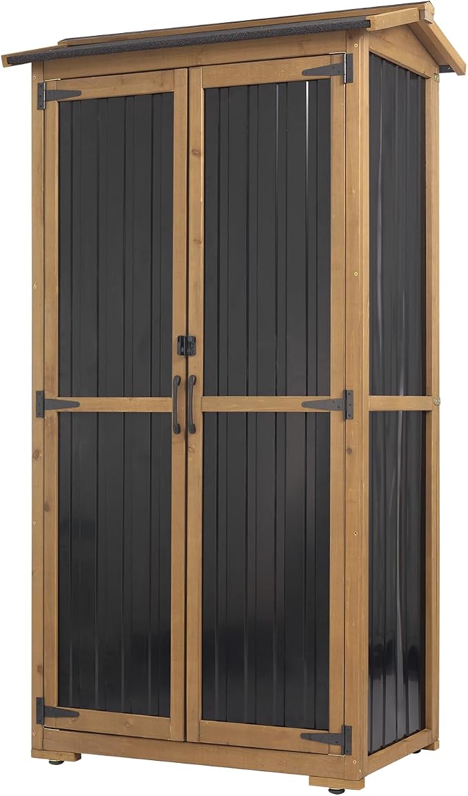 Ketive Outdoor Storage Cabinet, Wood & Metal Garden Cabinet by Ketive