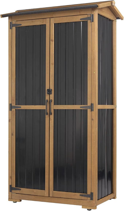 Ketive Outdoor Storage Cabinet, Wood & Metal Garden Cabinet by Ketive